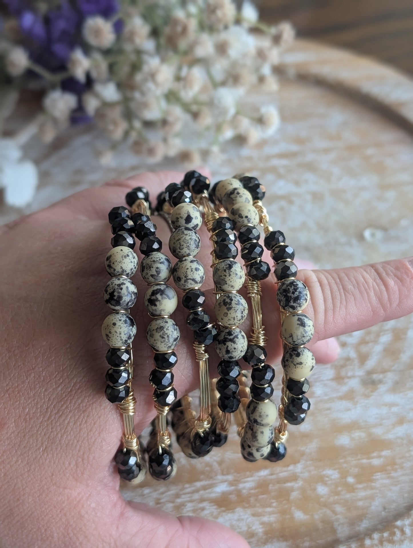 Dalmatian Jasper Bangle Bracelet
