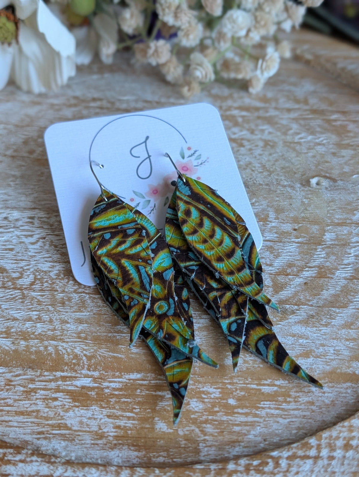 Layered Leather Earrings