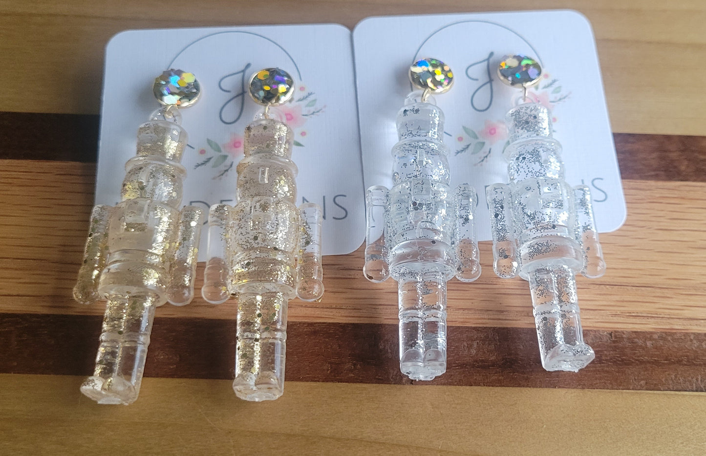 Icy Nutcracker Glitter Top Earrings
