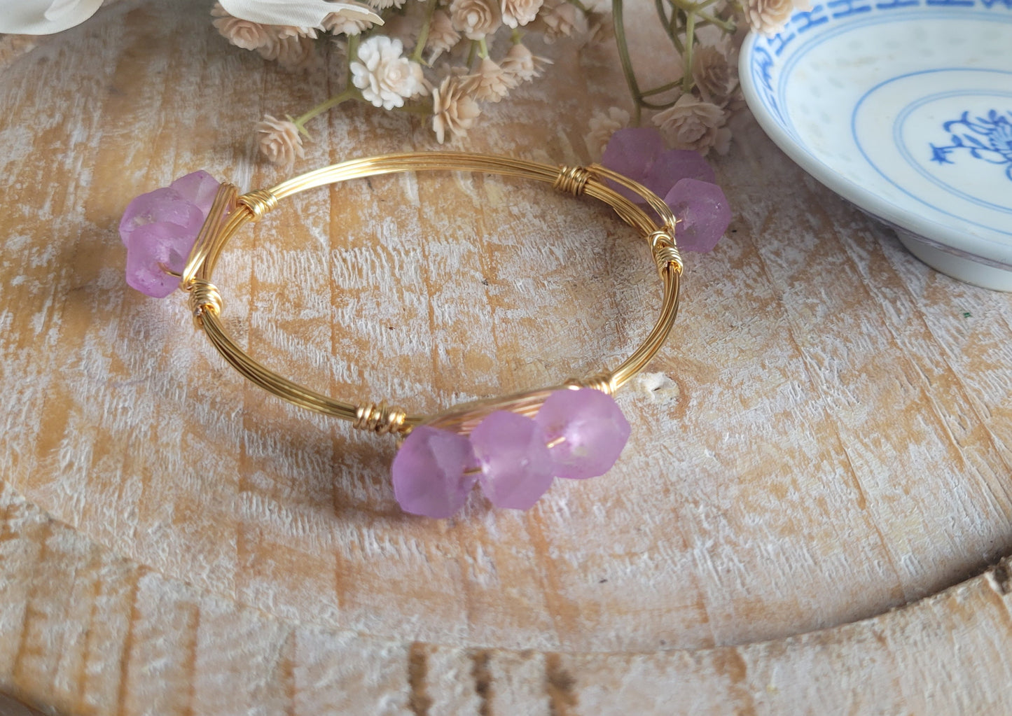 Pink Glass Bead Bangle