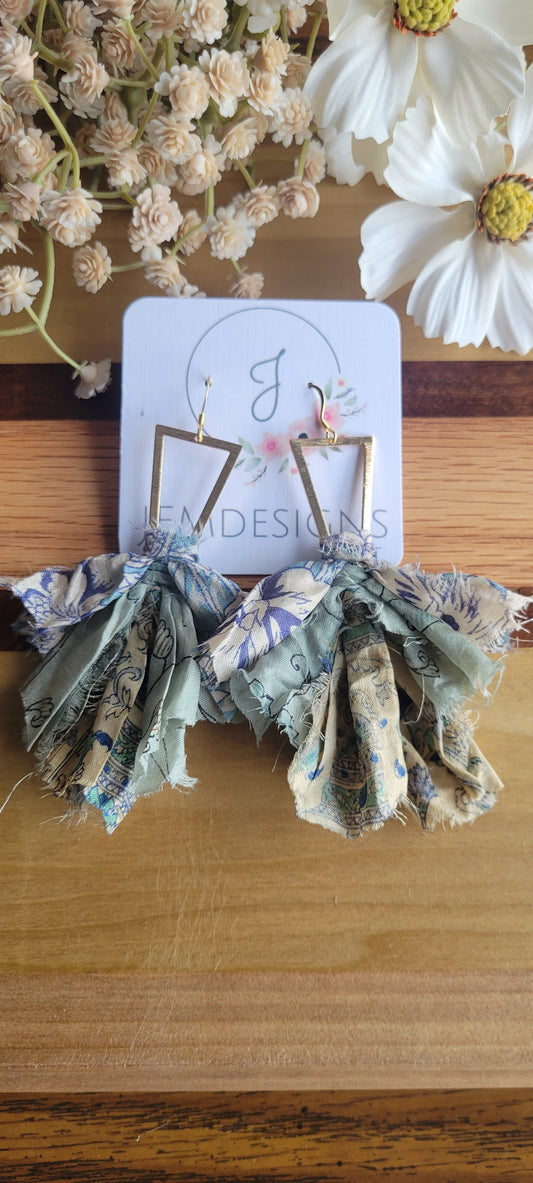 Blue Scarf Earrings