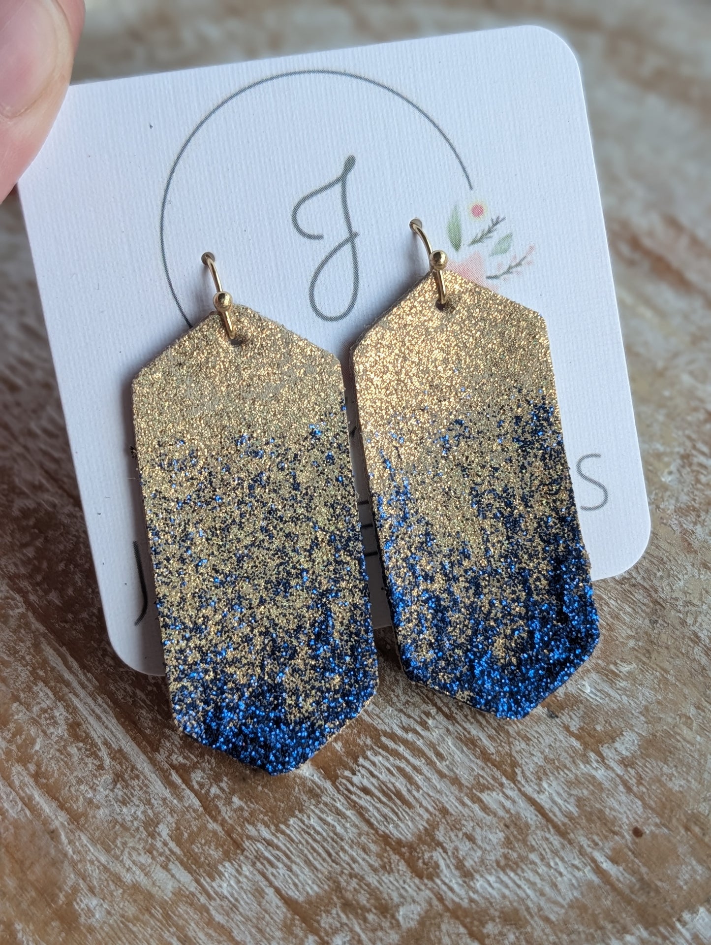 Blue and Gold Earrings
