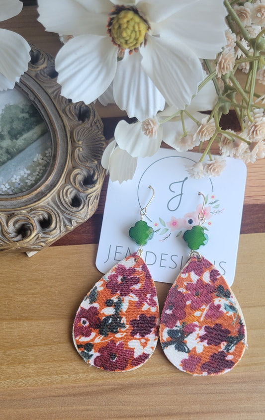 Autumn Floral Fabric Earrings