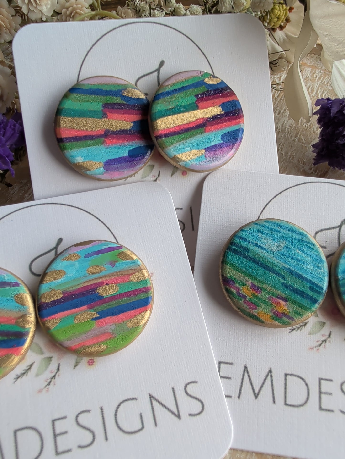 Painted Stud Earrings