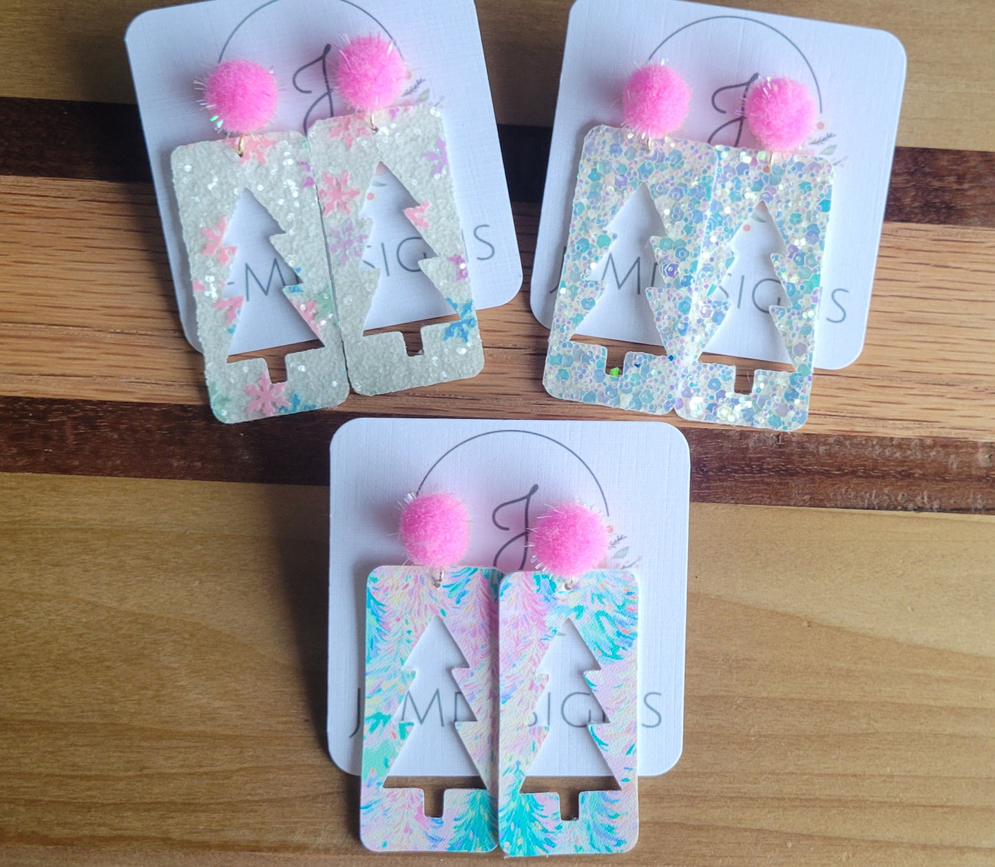 Christmas Tree Rectangle Earrings