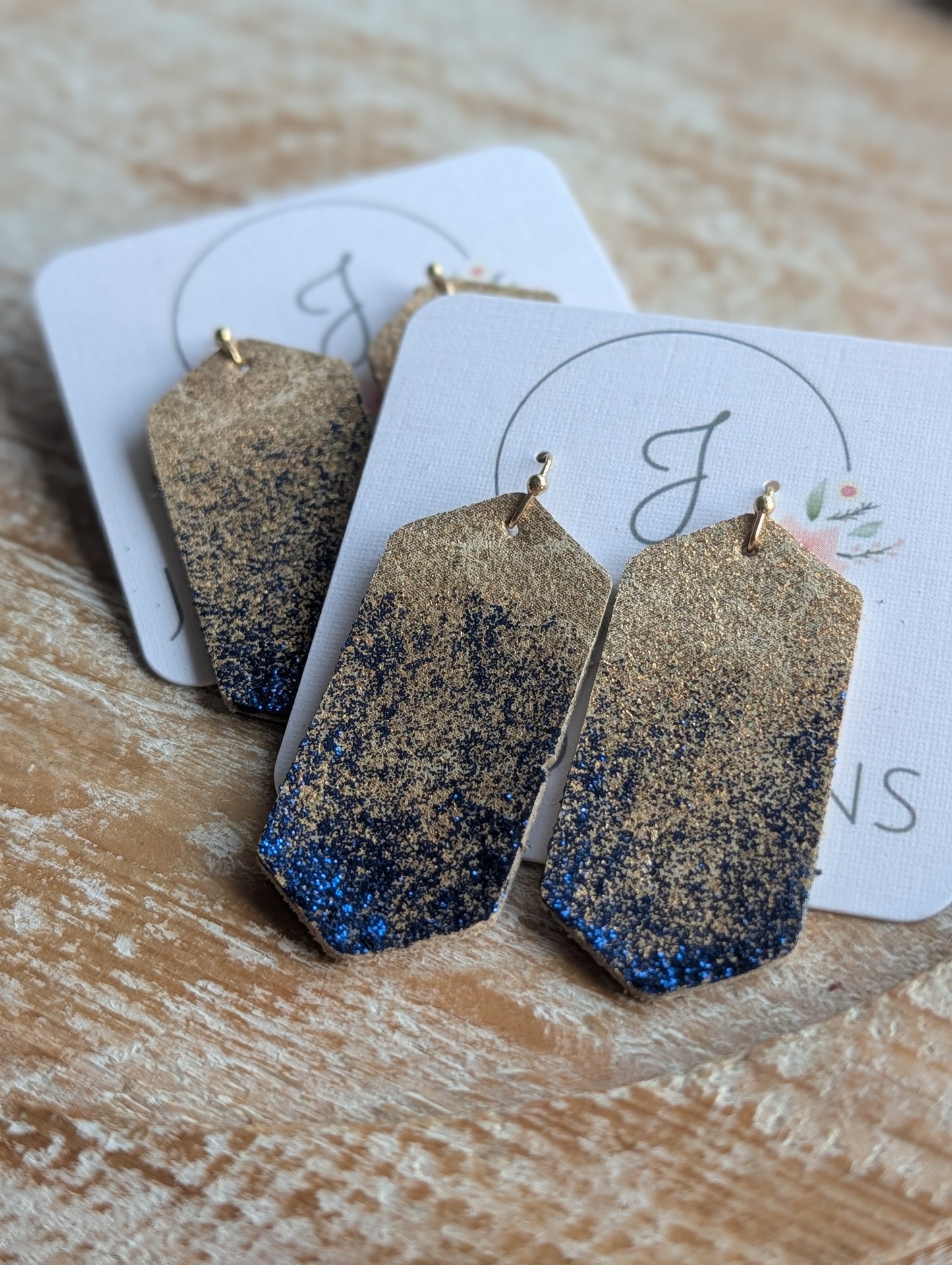 Blue and Gold Earrings