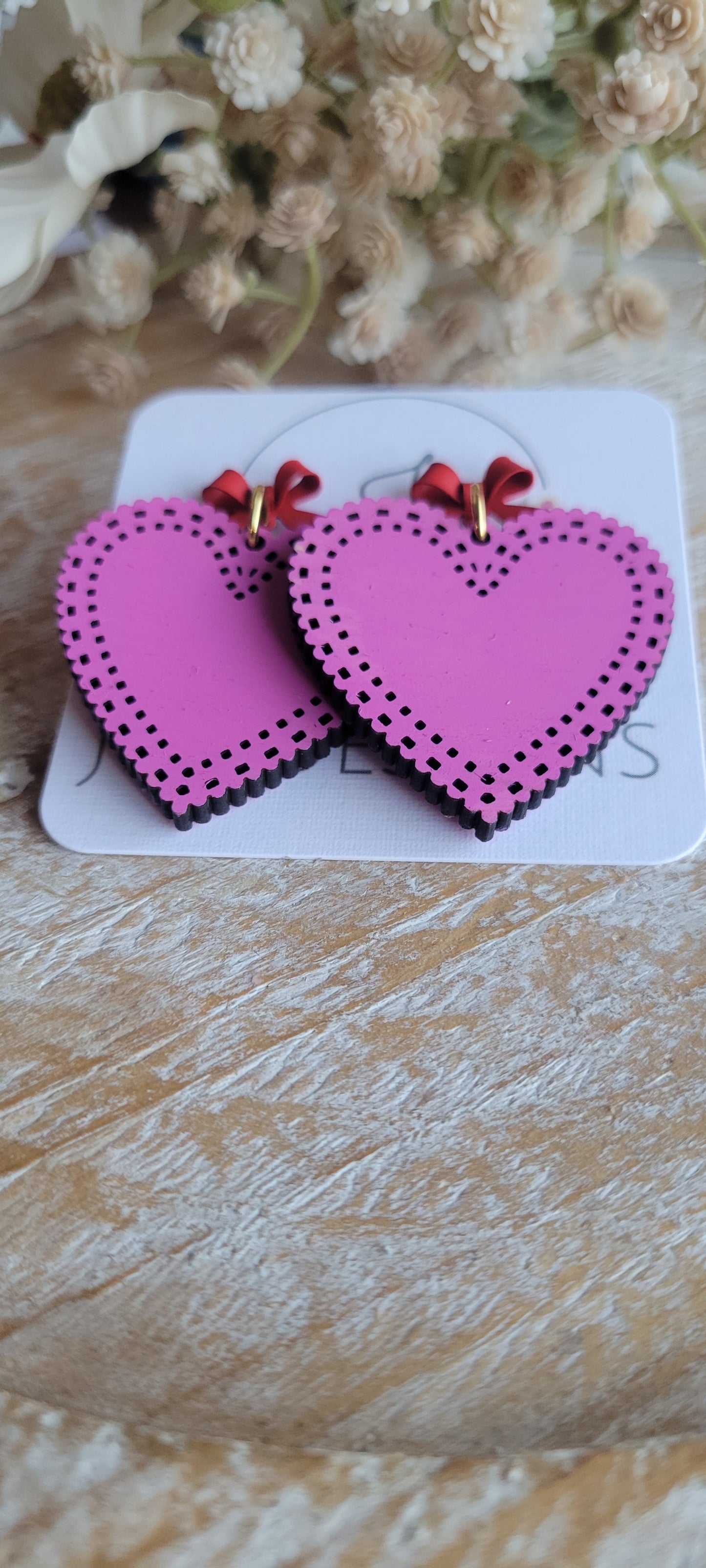 Wood Heart Earrings