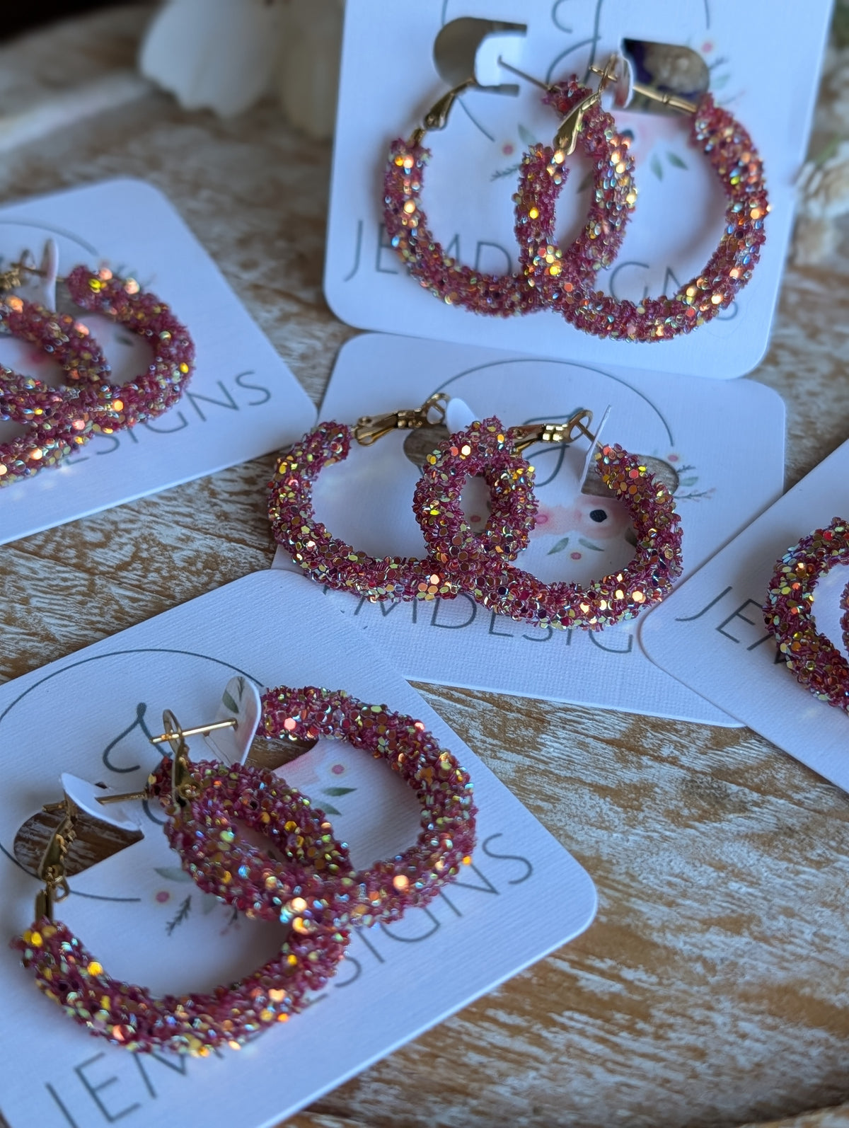 Mulberry Glow Glitter Hoop Earrings