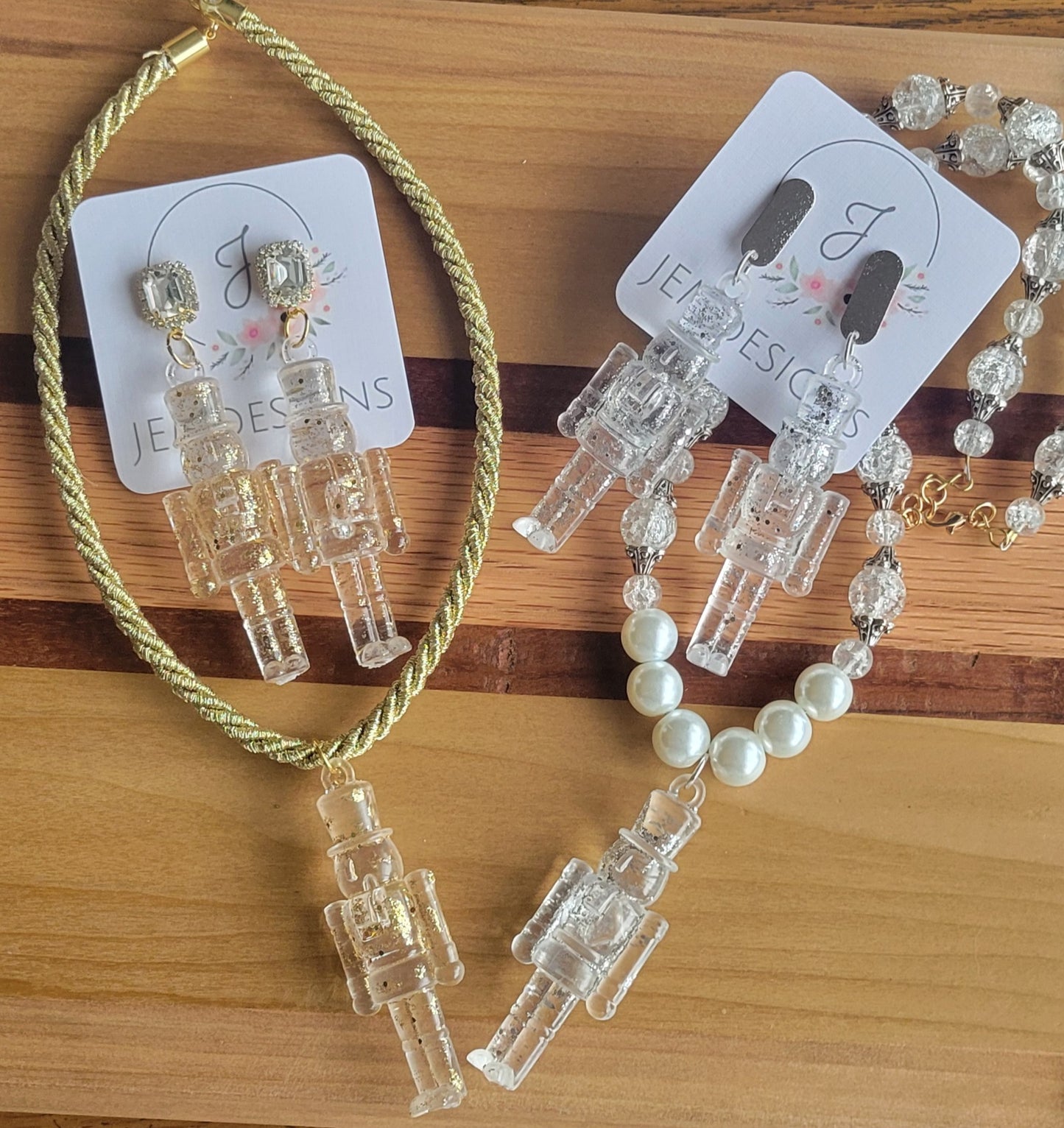 Gold Icy Nutcracker Necklace and Earrings
