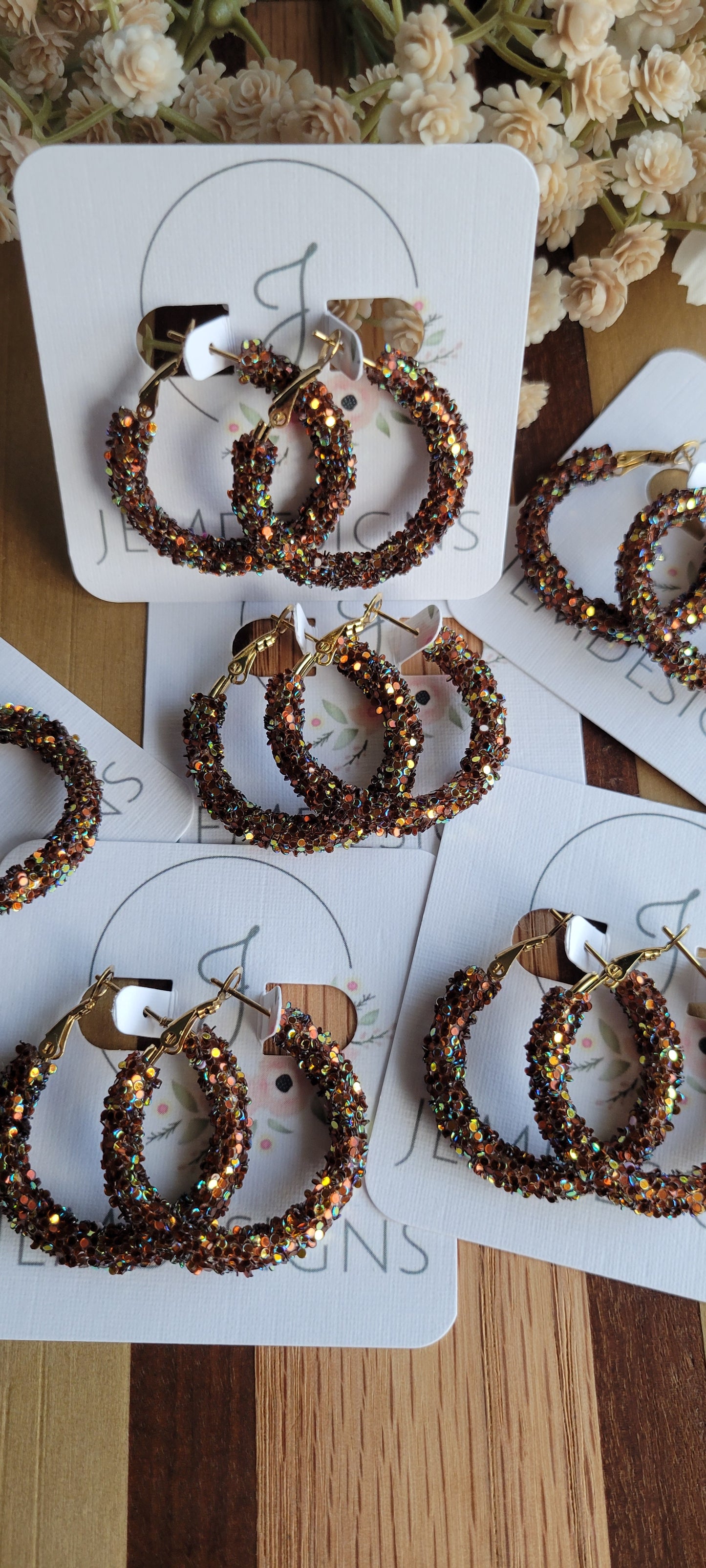 Root Beer Glitter Hoop Earrings