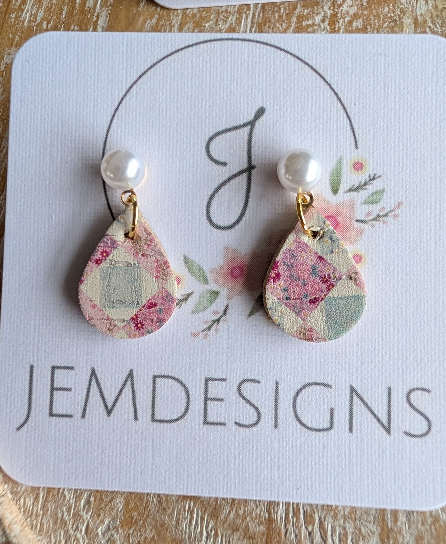 Patchwork Bow Cork Earrings