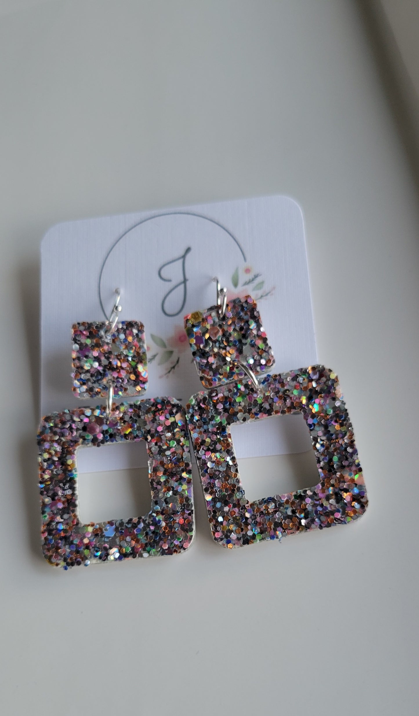 Glitter Square Earrings