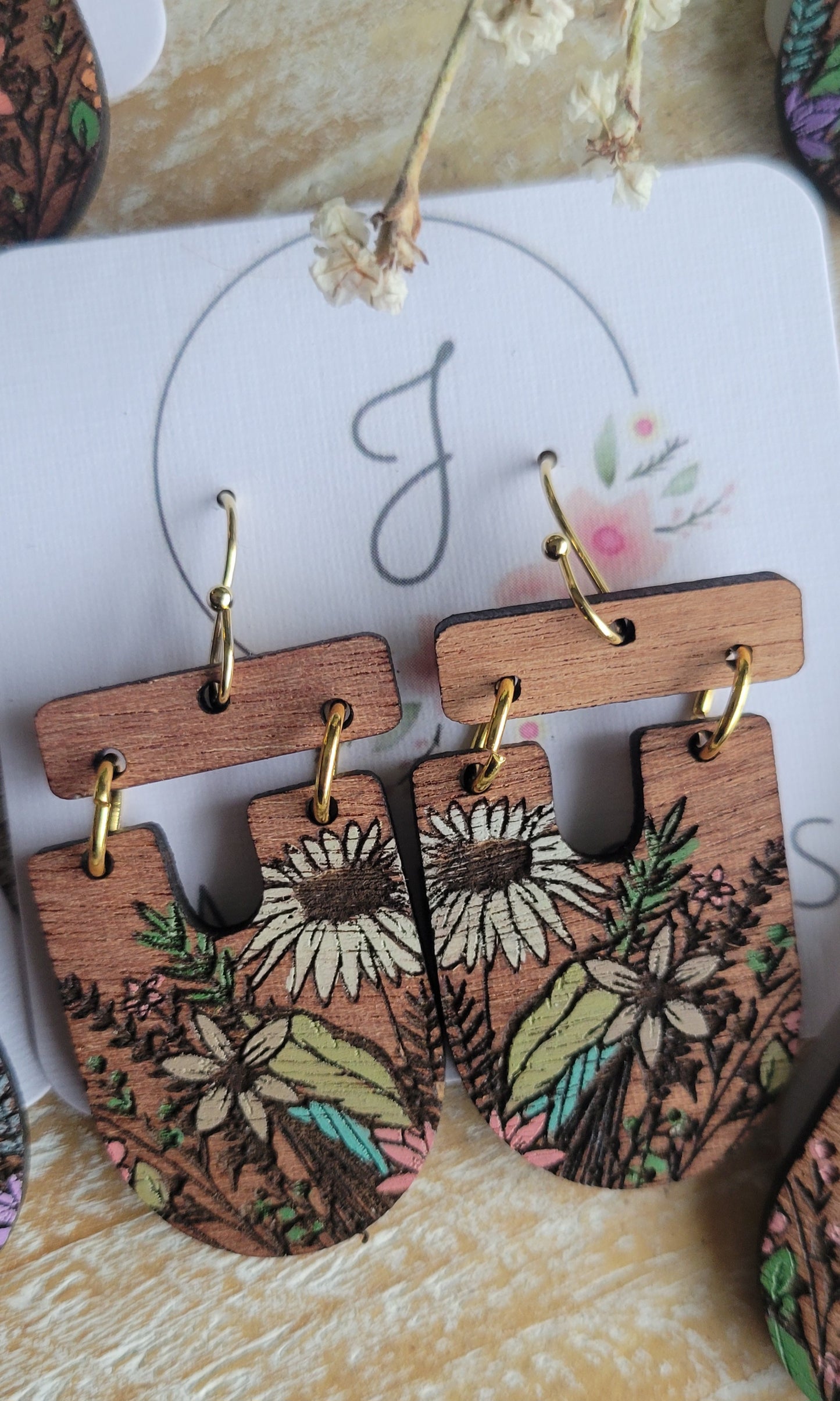 Floral Wood Earrings