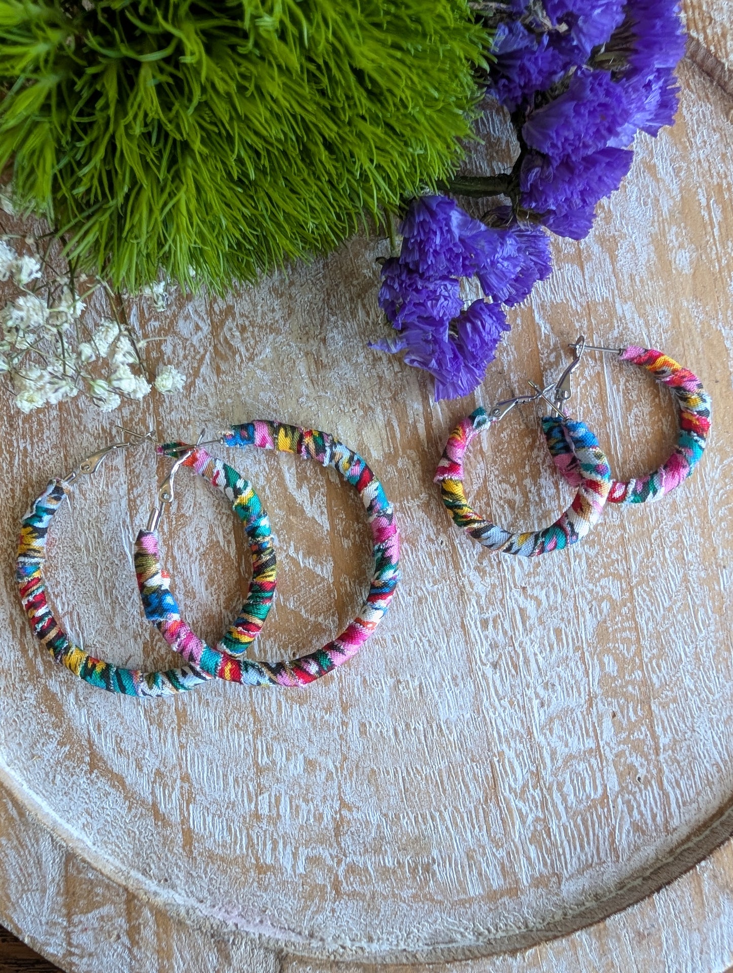 Bouquet Fabric Hoop Earrings