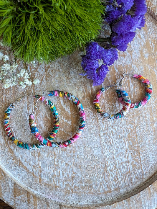 Bouquet Fabric Hoop Earrings