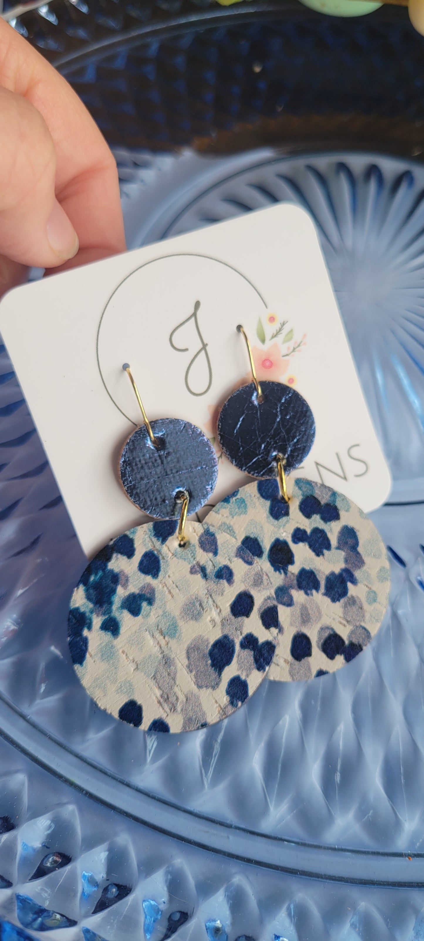 Blue Dottie Earrings Matte Top