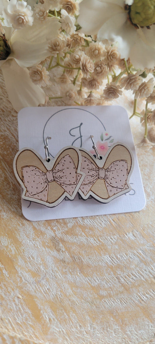 Wood Bow Earrings