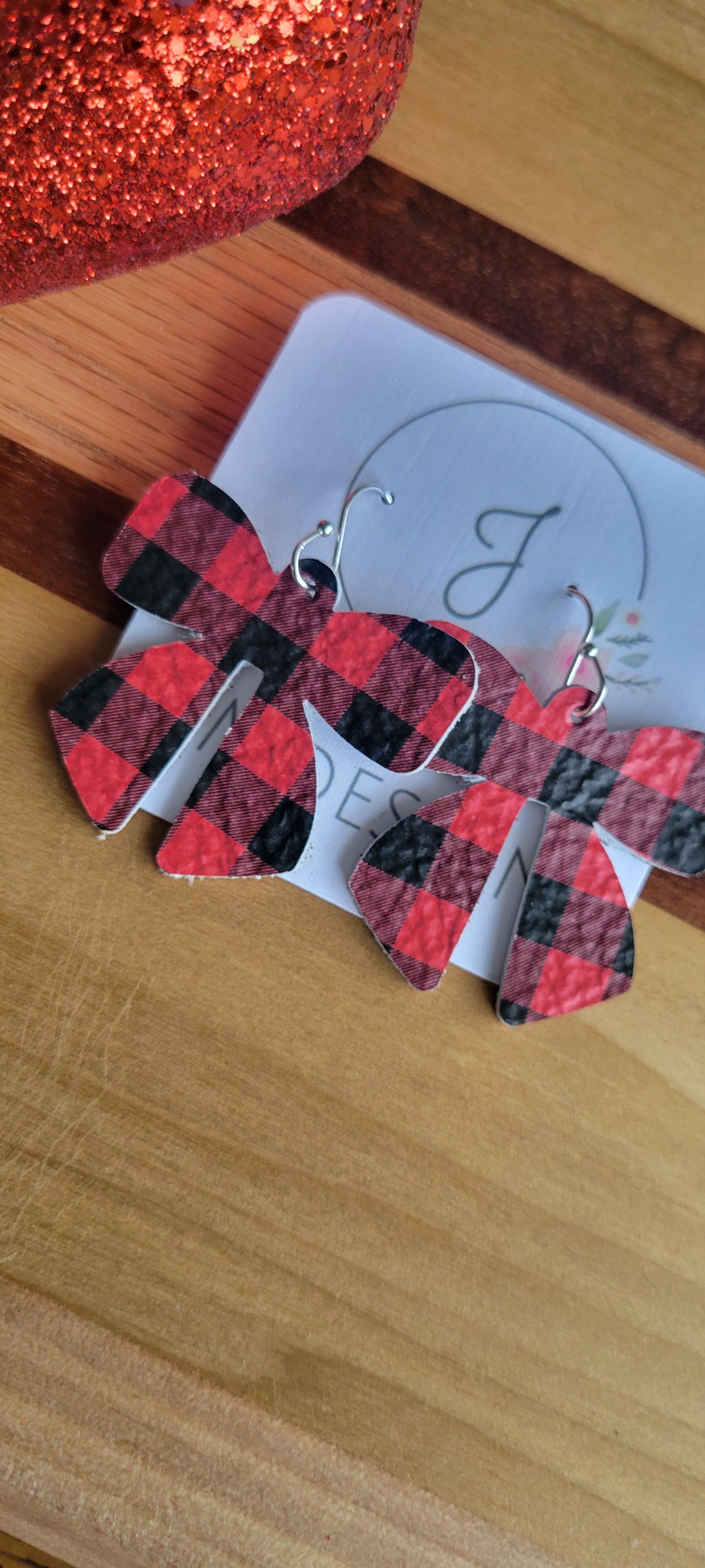 Buffalo Plaid Bow Earrings