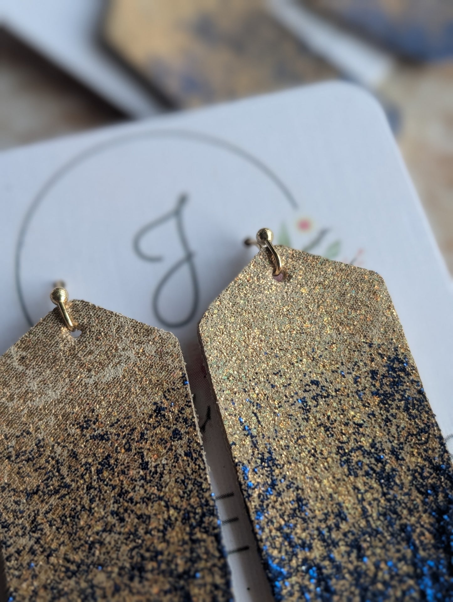 Blue and Gold Earrings