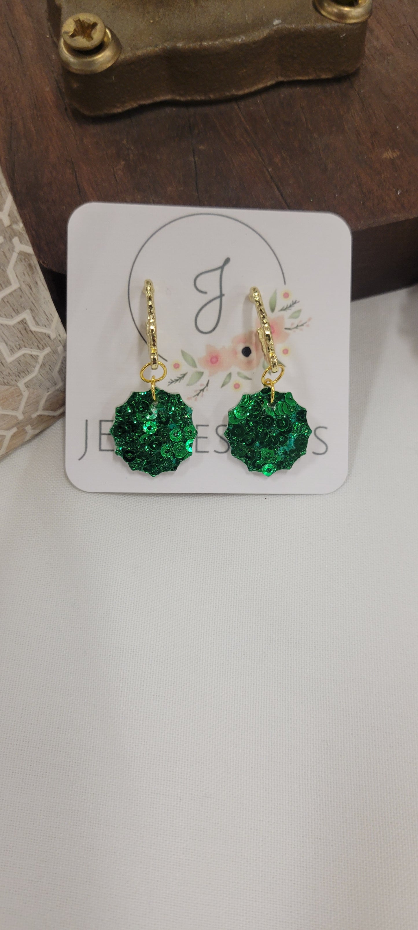 Green Sequin Earrings