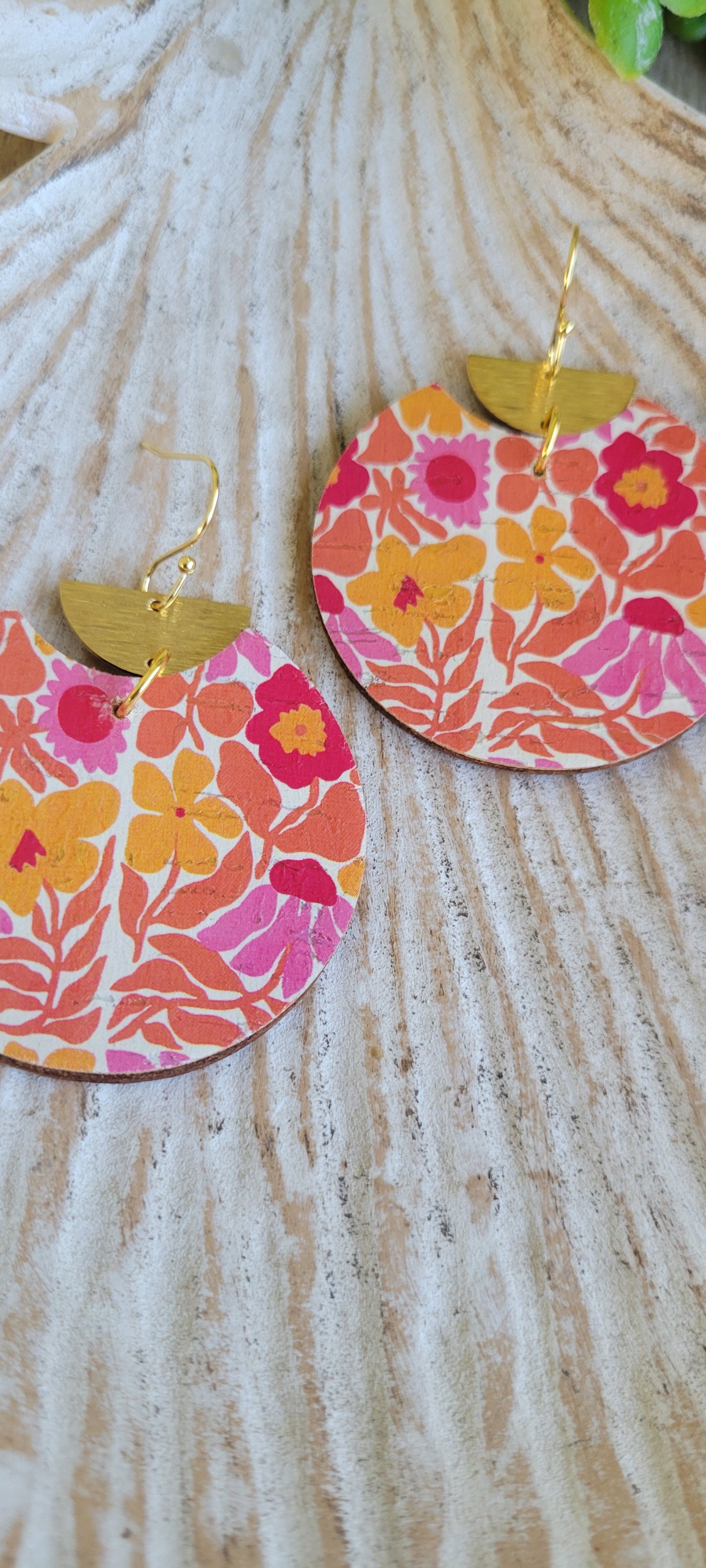 Retro Floral Cork Earrings