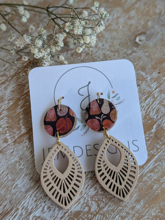 Pumpkin Wood Earrings