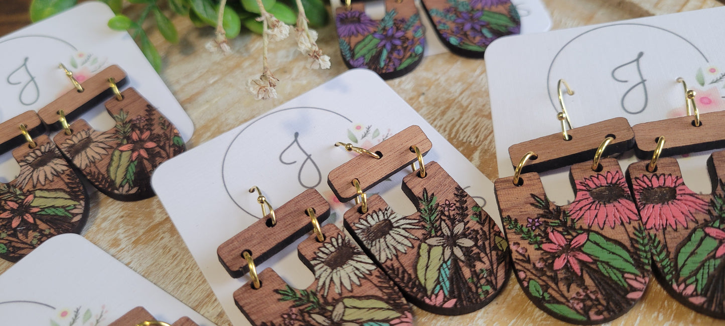 Floral Wood Earrings