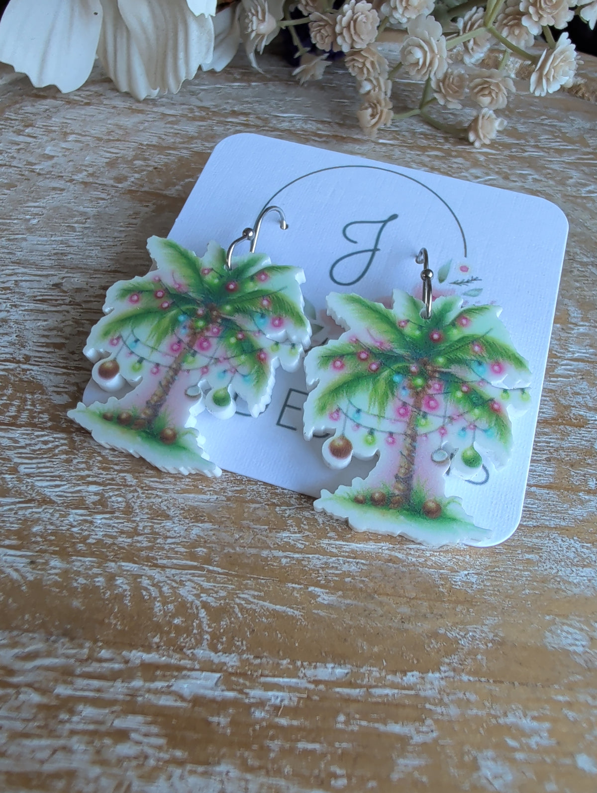 Tropical Christmas Tree Earrings