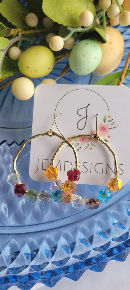 Flower Hoop Earrings