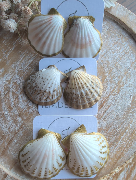 Gold Accent Seashell Earrings