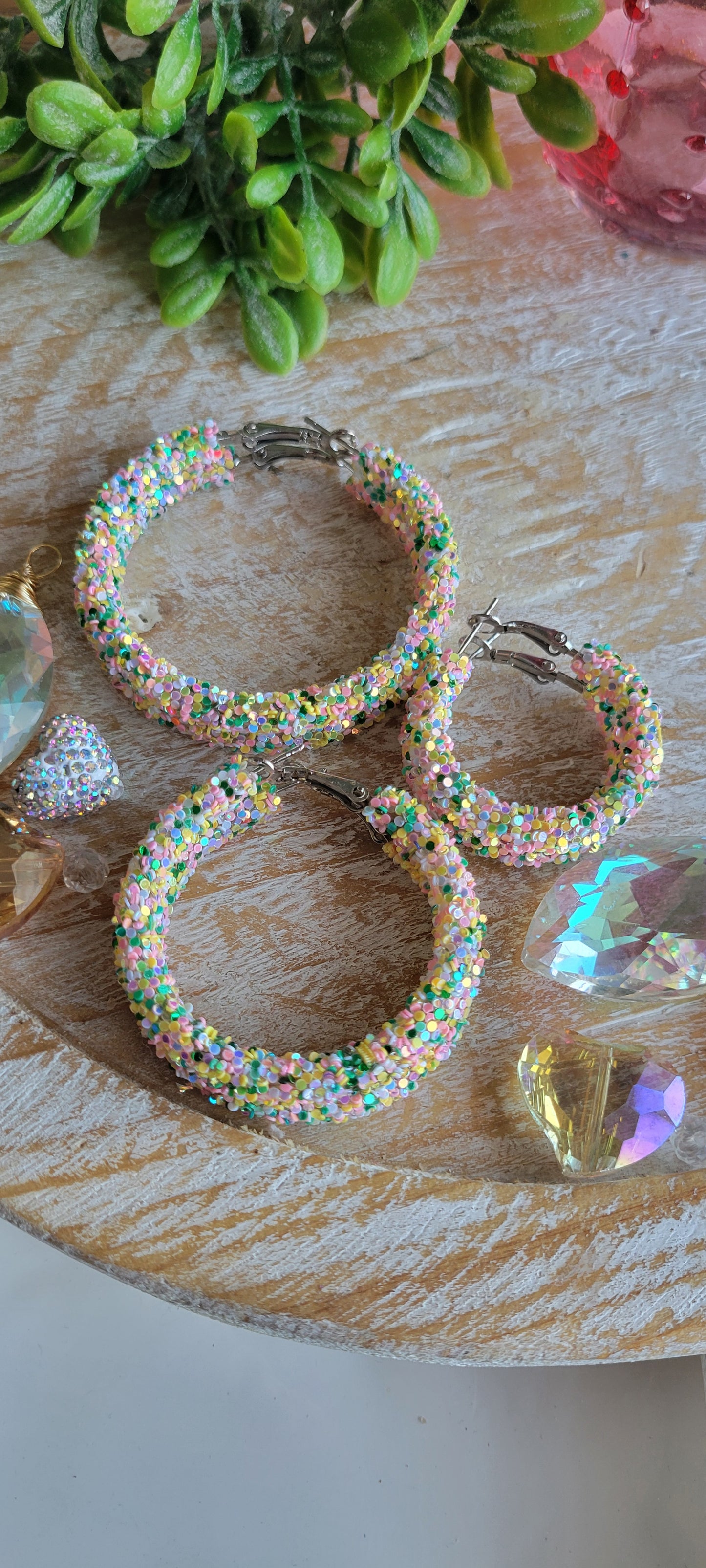 Spring Glitter Hoop Earrings