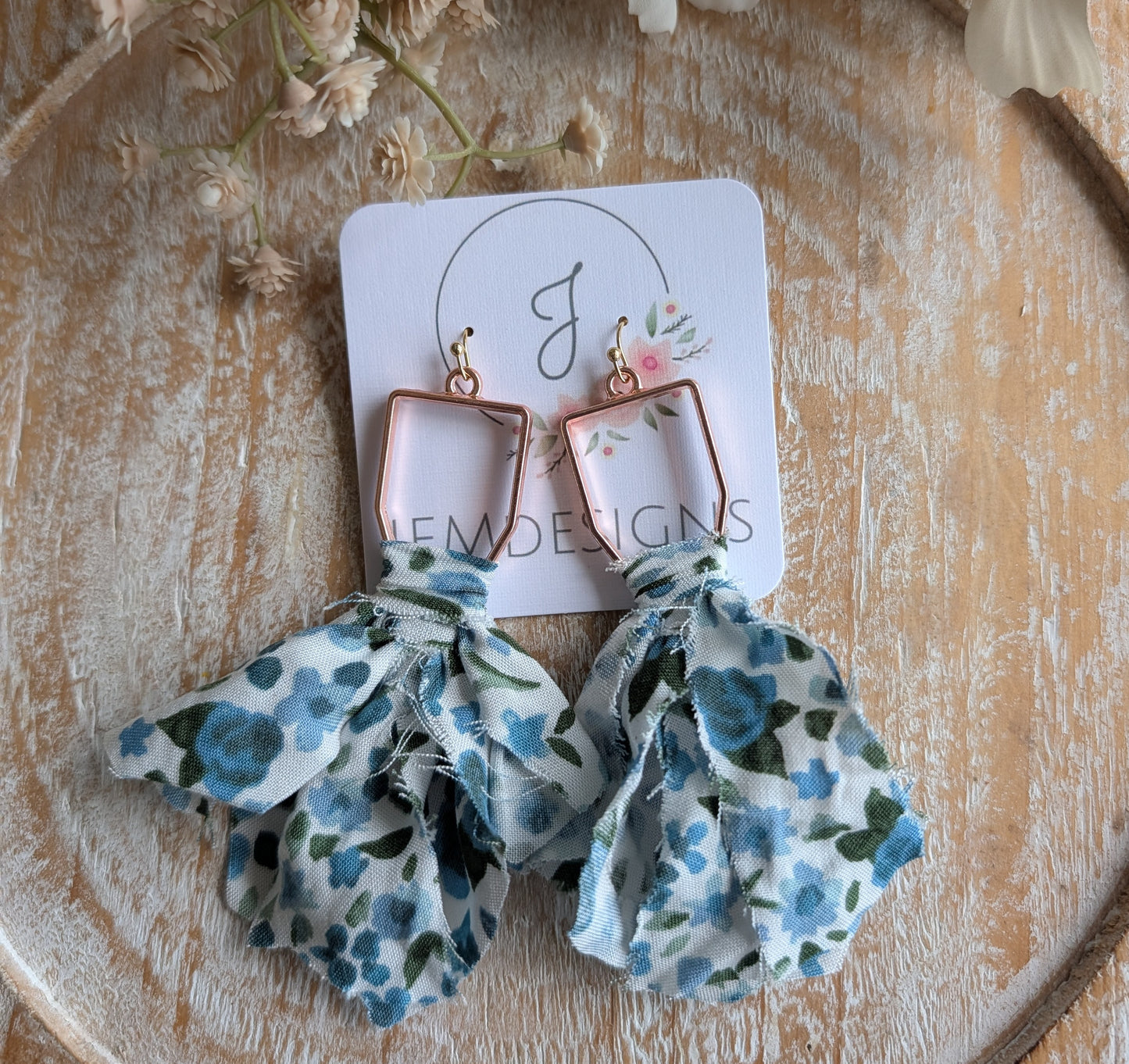 Blue Floral Braided Fabric Necklace