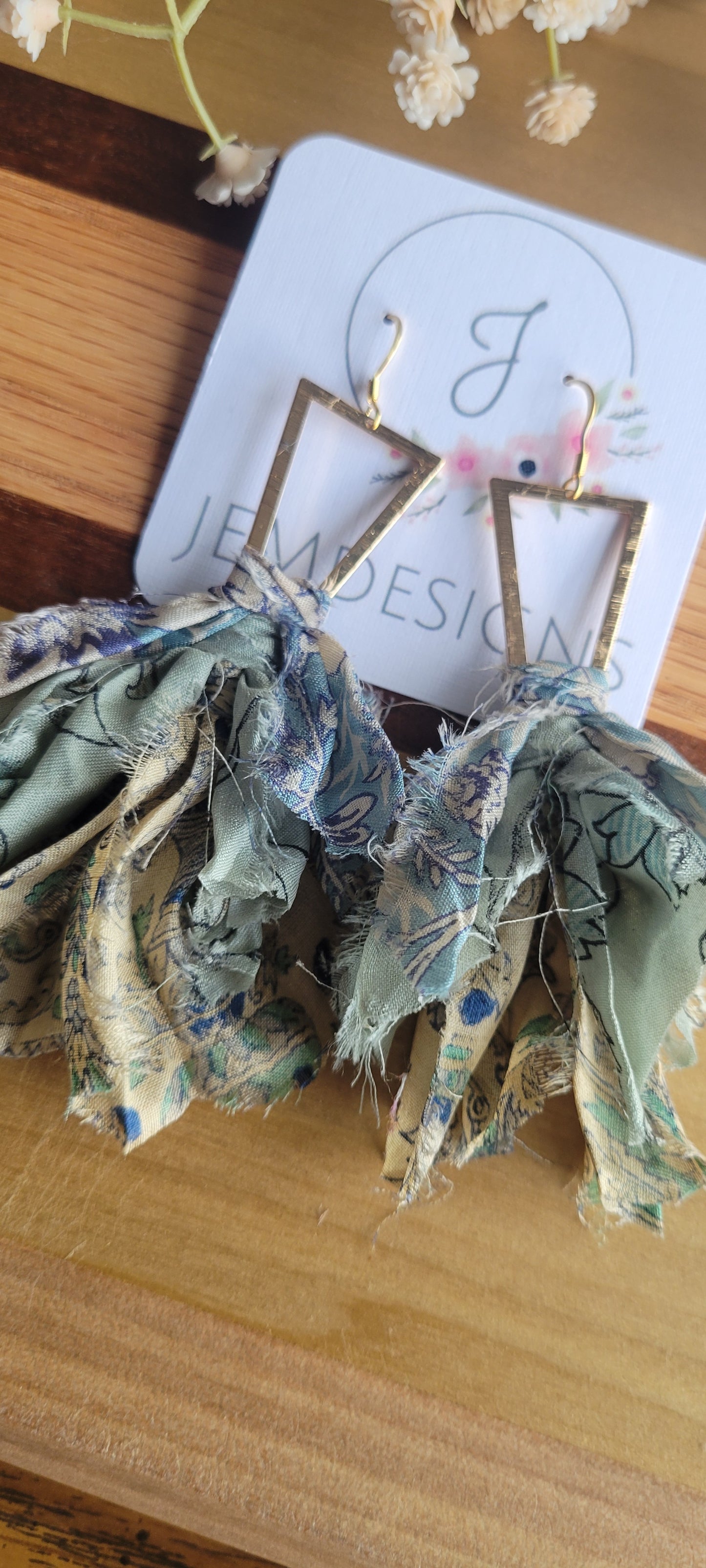 Blue Scarf Earrings