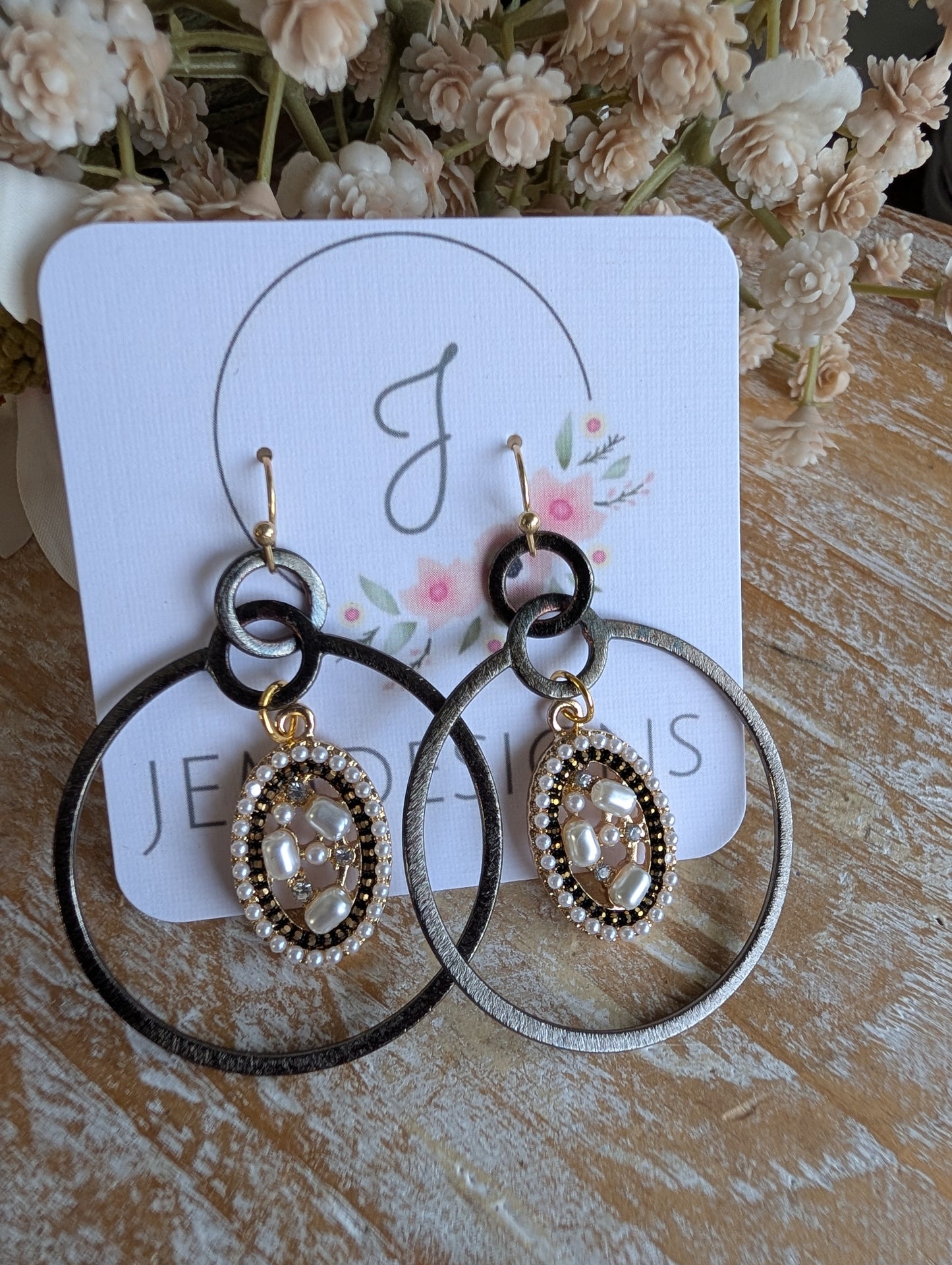 Pearl Mixed Metal Earrings