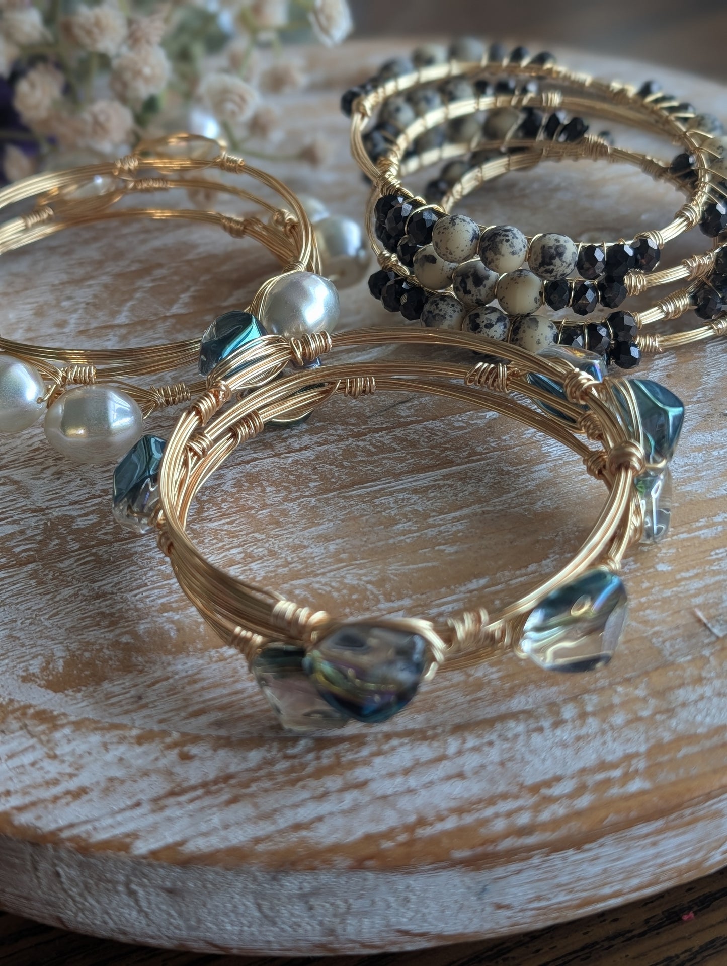 Dalmatian Jasper Bangle Bracelet