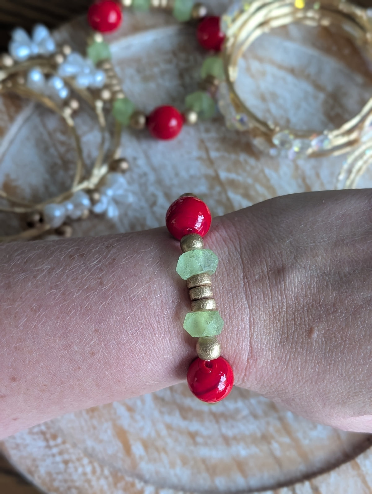 Red and green bracelet