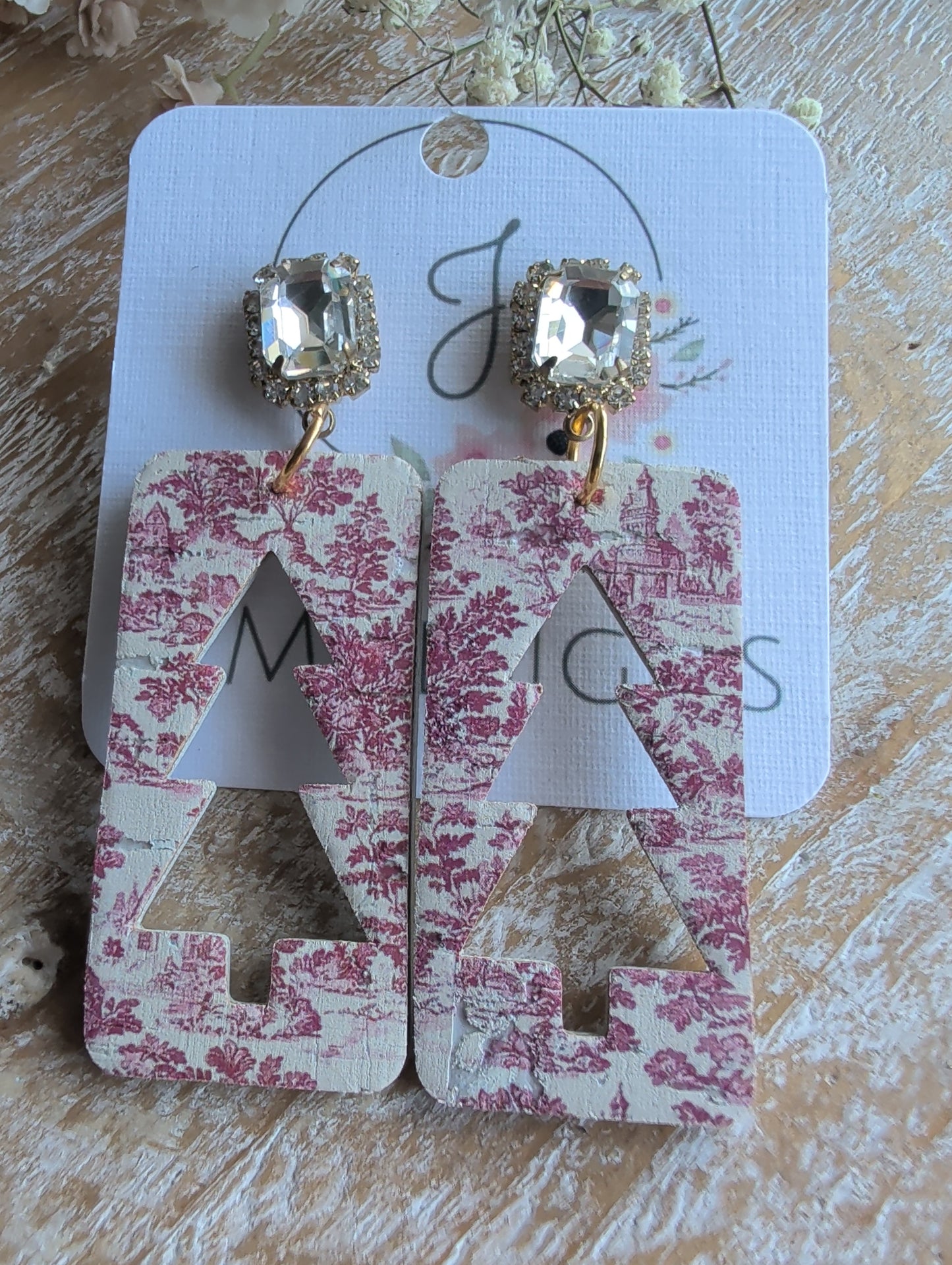 Red Toile Christmas Earrings