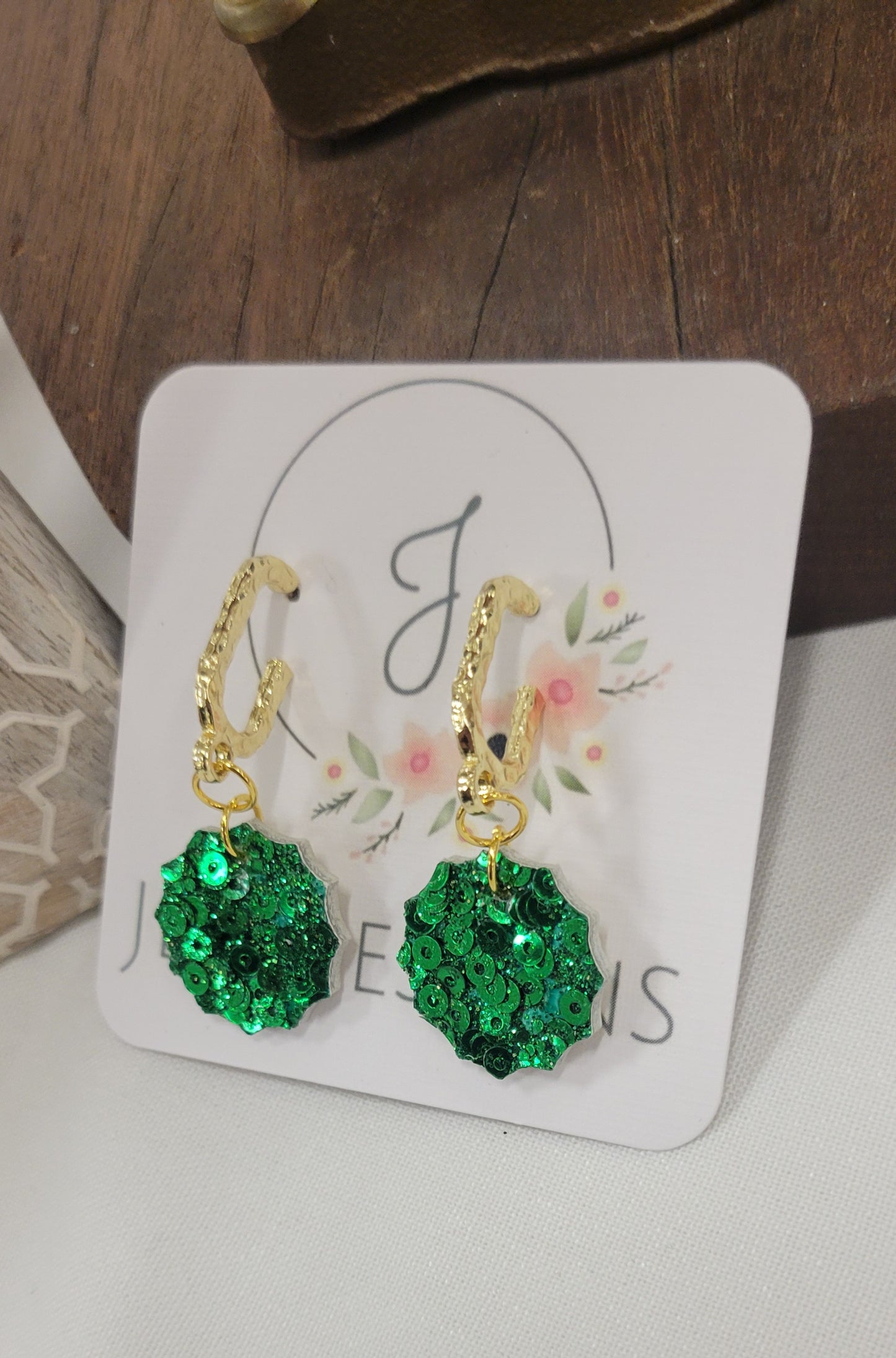Green Sequin Earrings