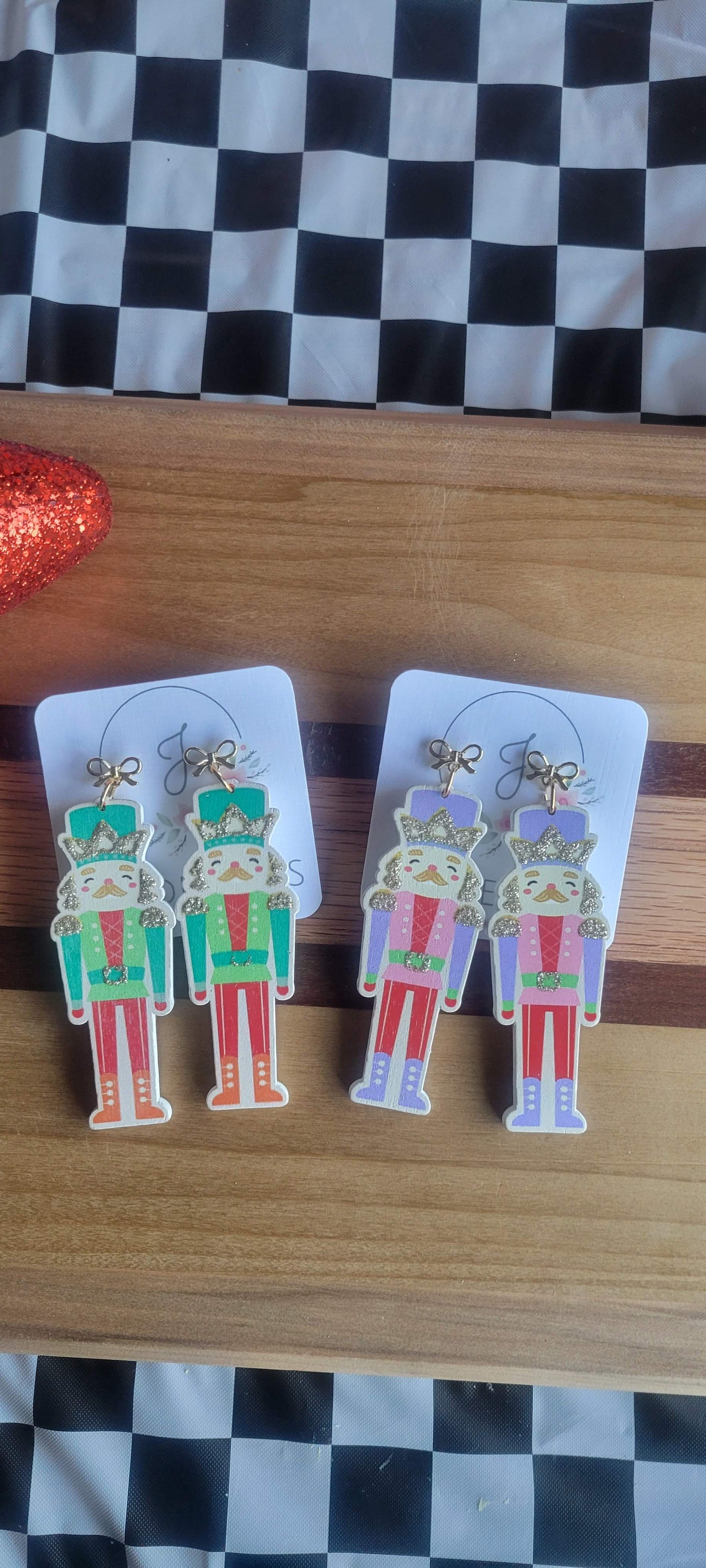 Bow Top Nutcracker Earrings
