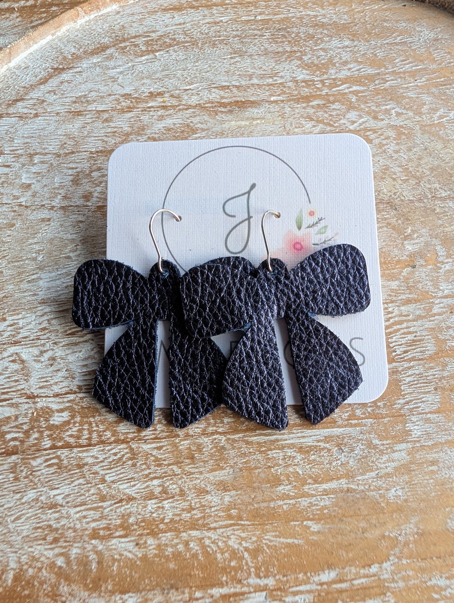 Metallic Navy Bow Earrings