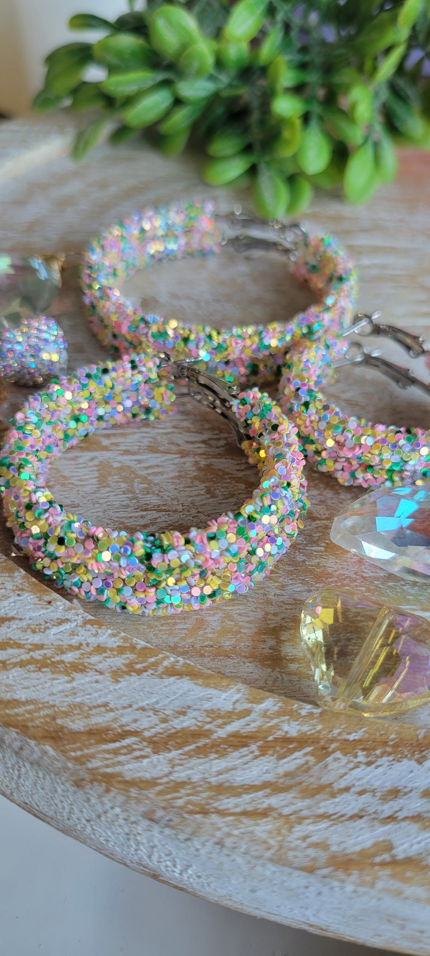 Spring Glitter Hoop Earrings