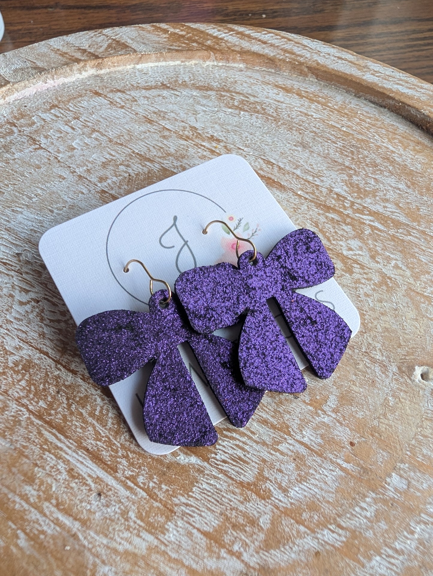 Purple Bow Earrings