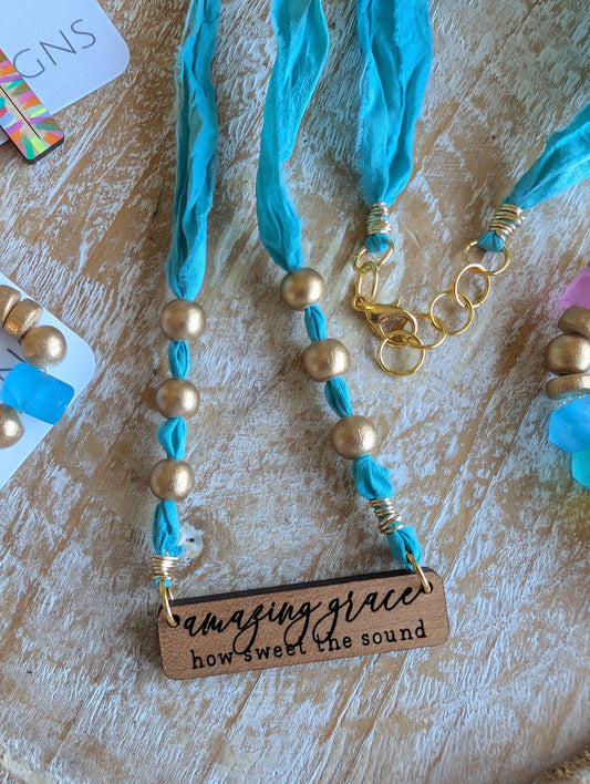 Amazing Grace Bar Silk Necklace