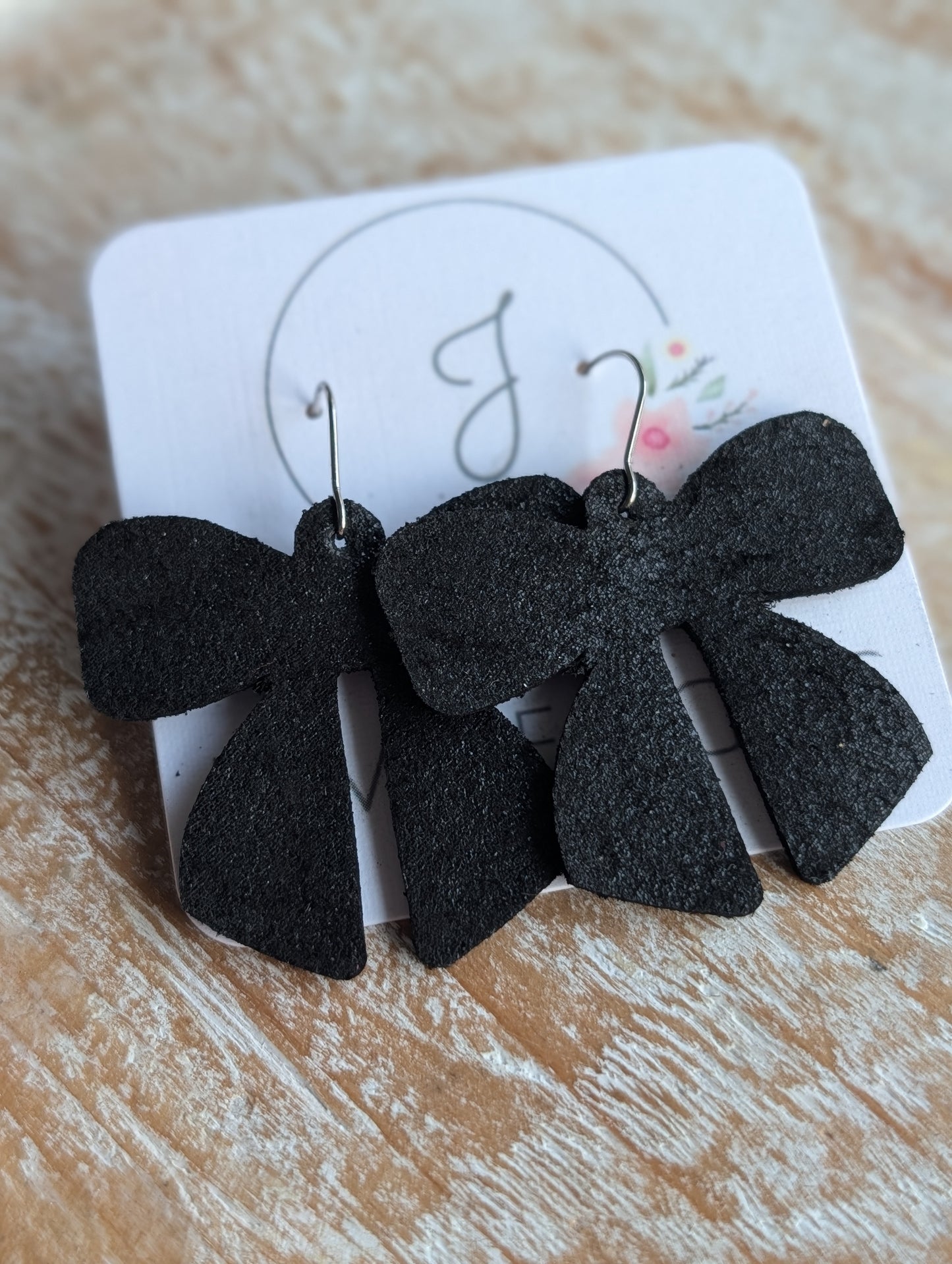 Black Shimmer Bow Earrings