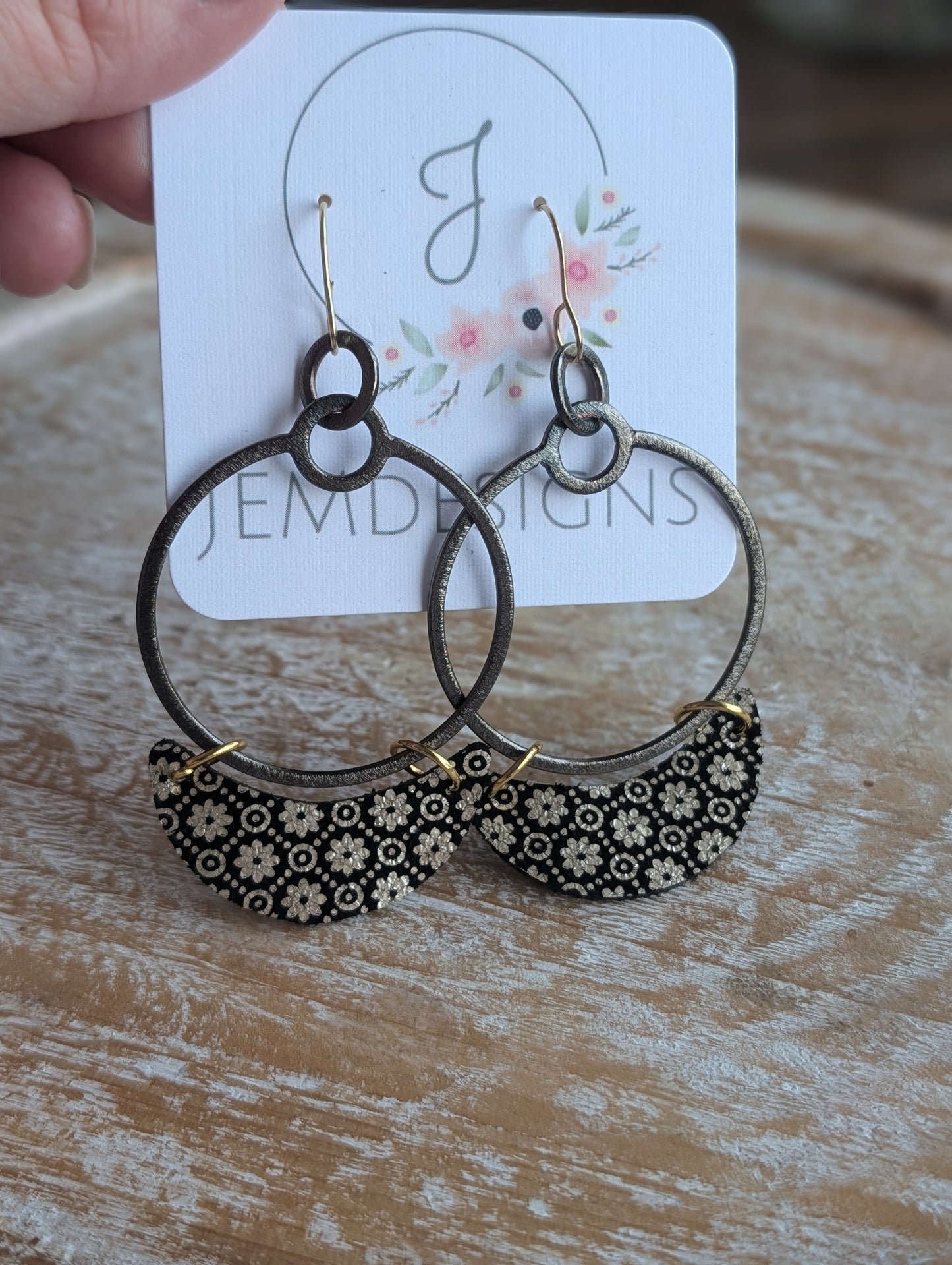 Black and Gold Hoop Earrings