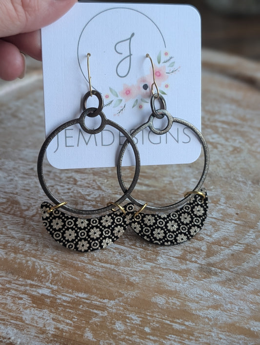 Black and Gold Hoop Earrings