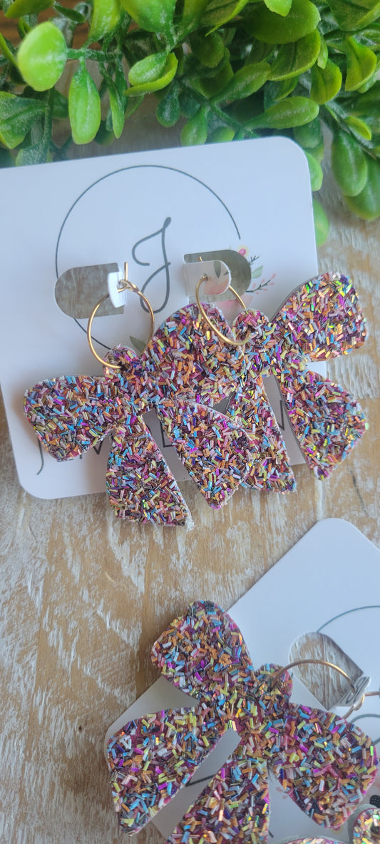 Confetti Glitter Bow Earrings