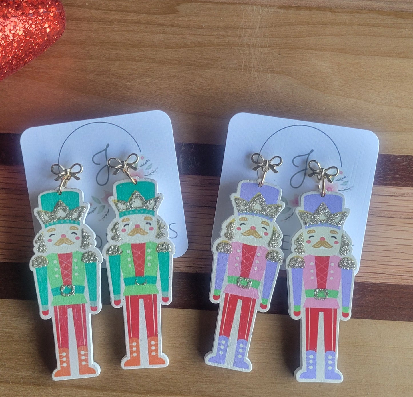 Bow Top Nutcracker Earrings