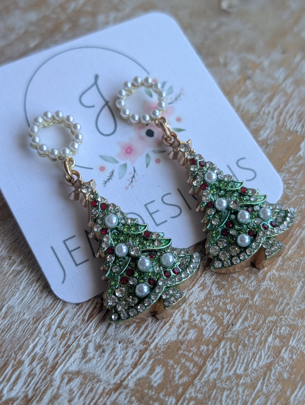 Pearl Christmas Tree Earrings