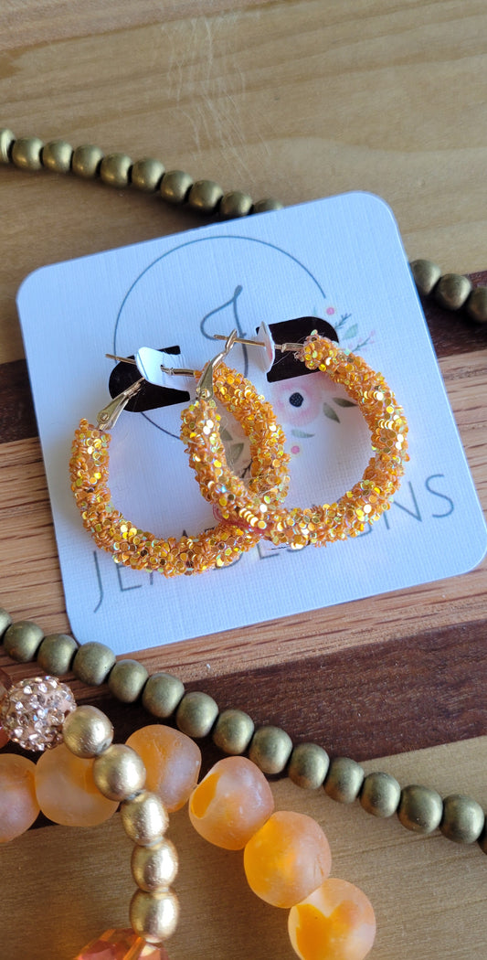 Autumn Glitter Hoop Earrings